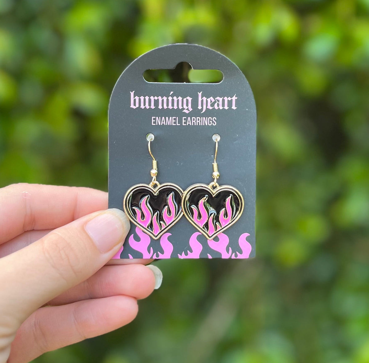 Burning Hearts enamel earrings
