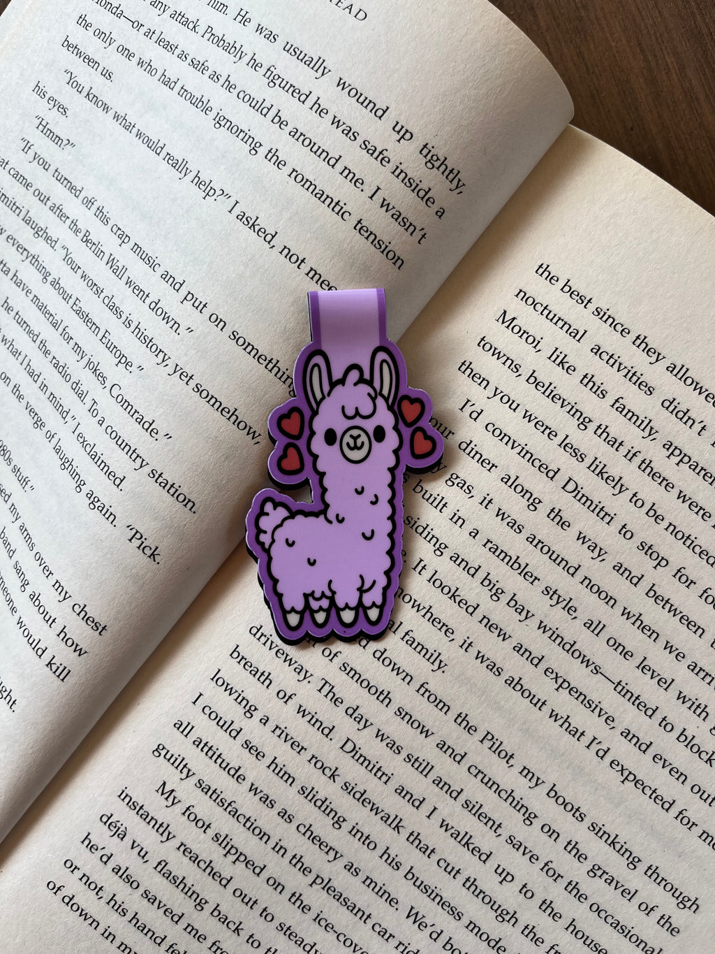 Cute llama magnetic bookmark