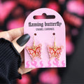 Flaming butterfly enamel earrings