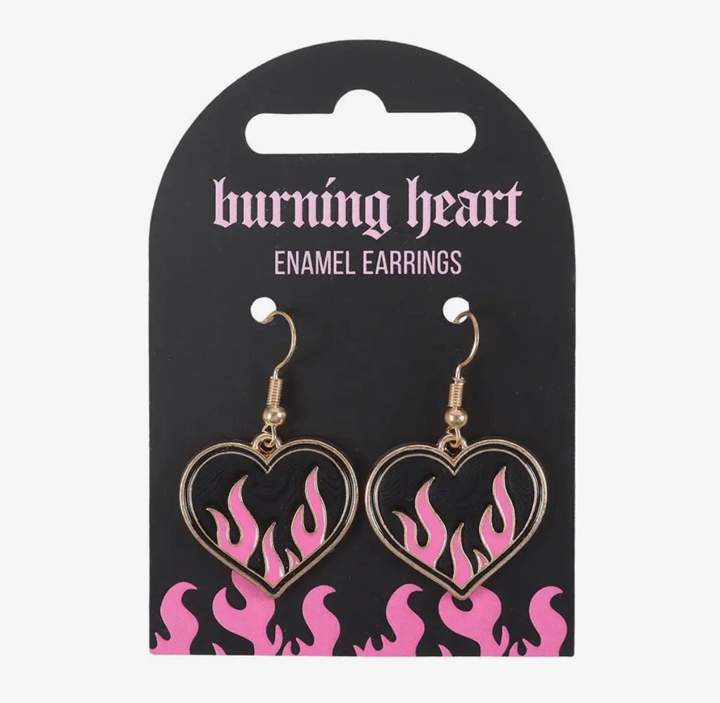 Burning Hearts enamel earrings