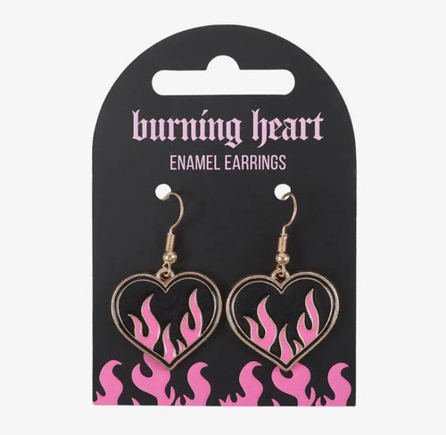 Burning Hearts enamel earrings