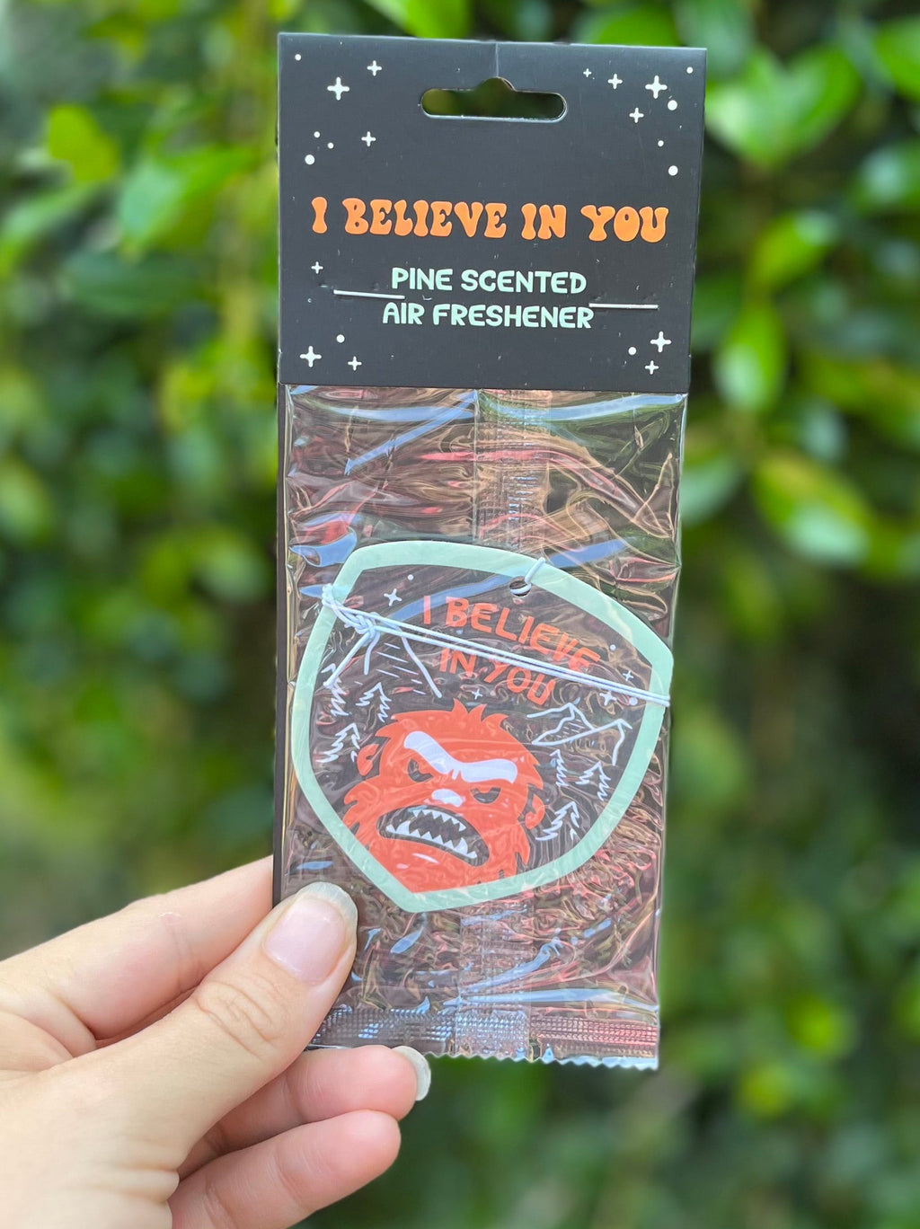 I Believe in you pine scented car air freshener