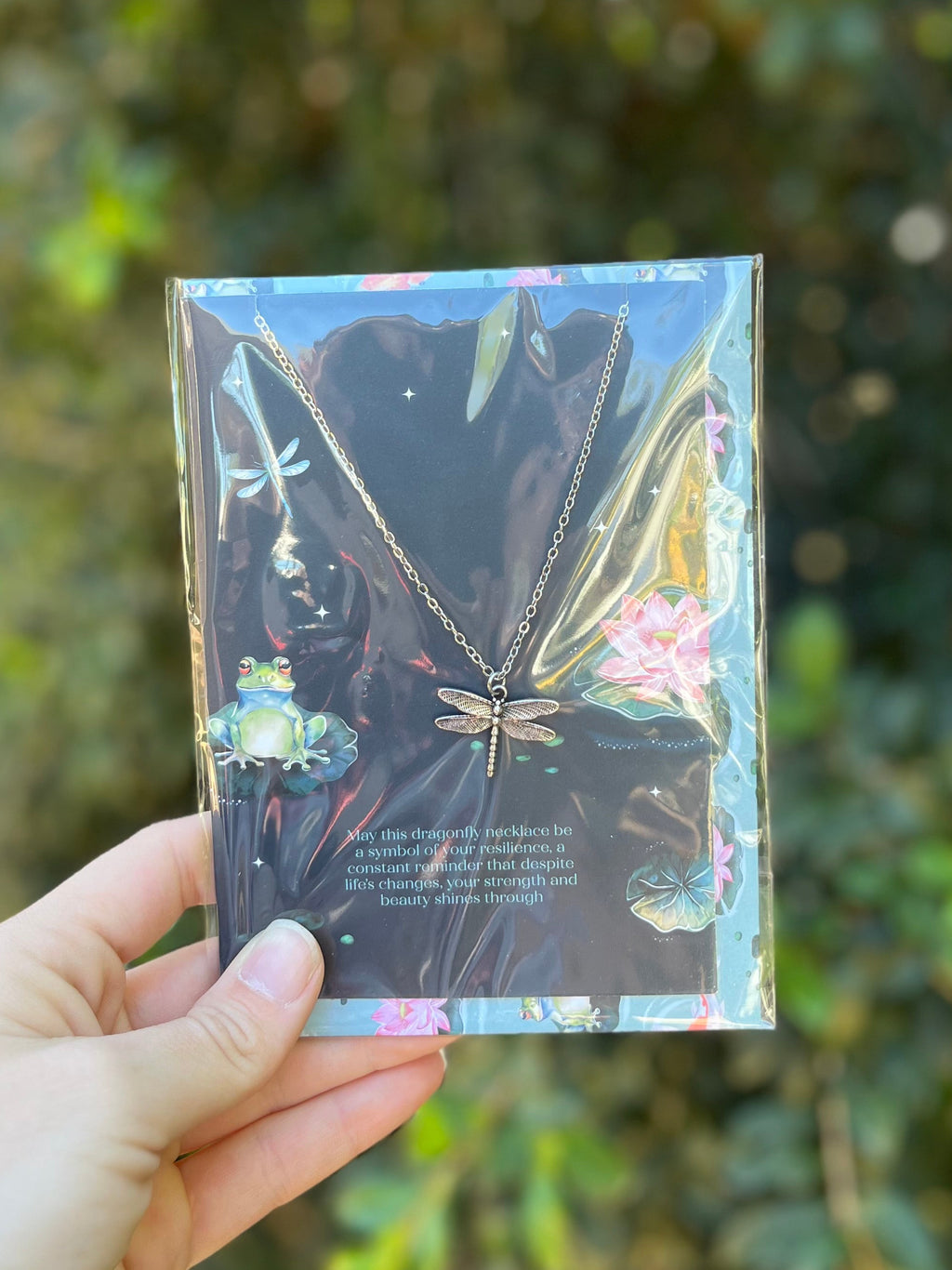 Dragonfly Necklace on Greeting Card