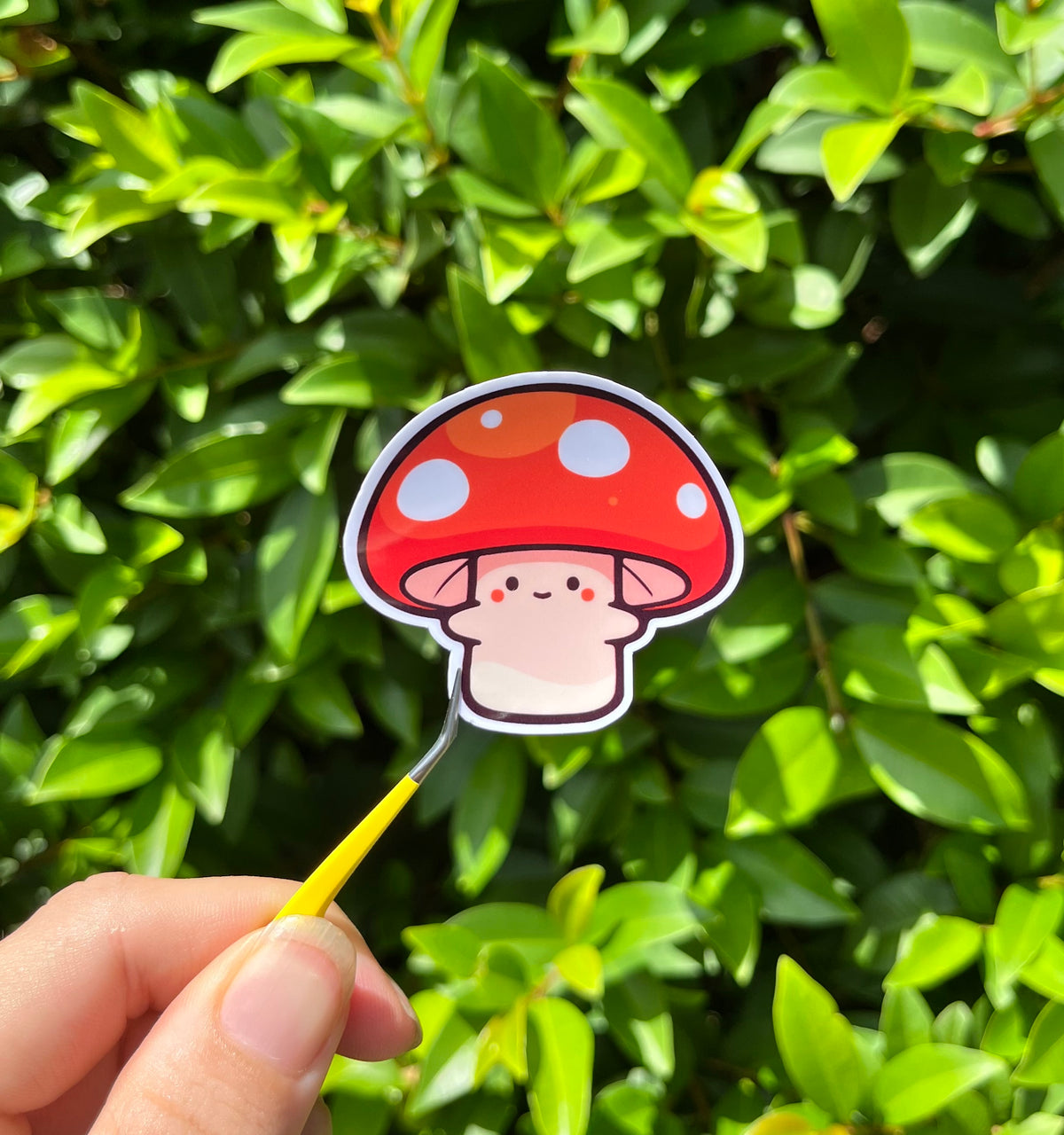 Cute mushroom die cut sticker