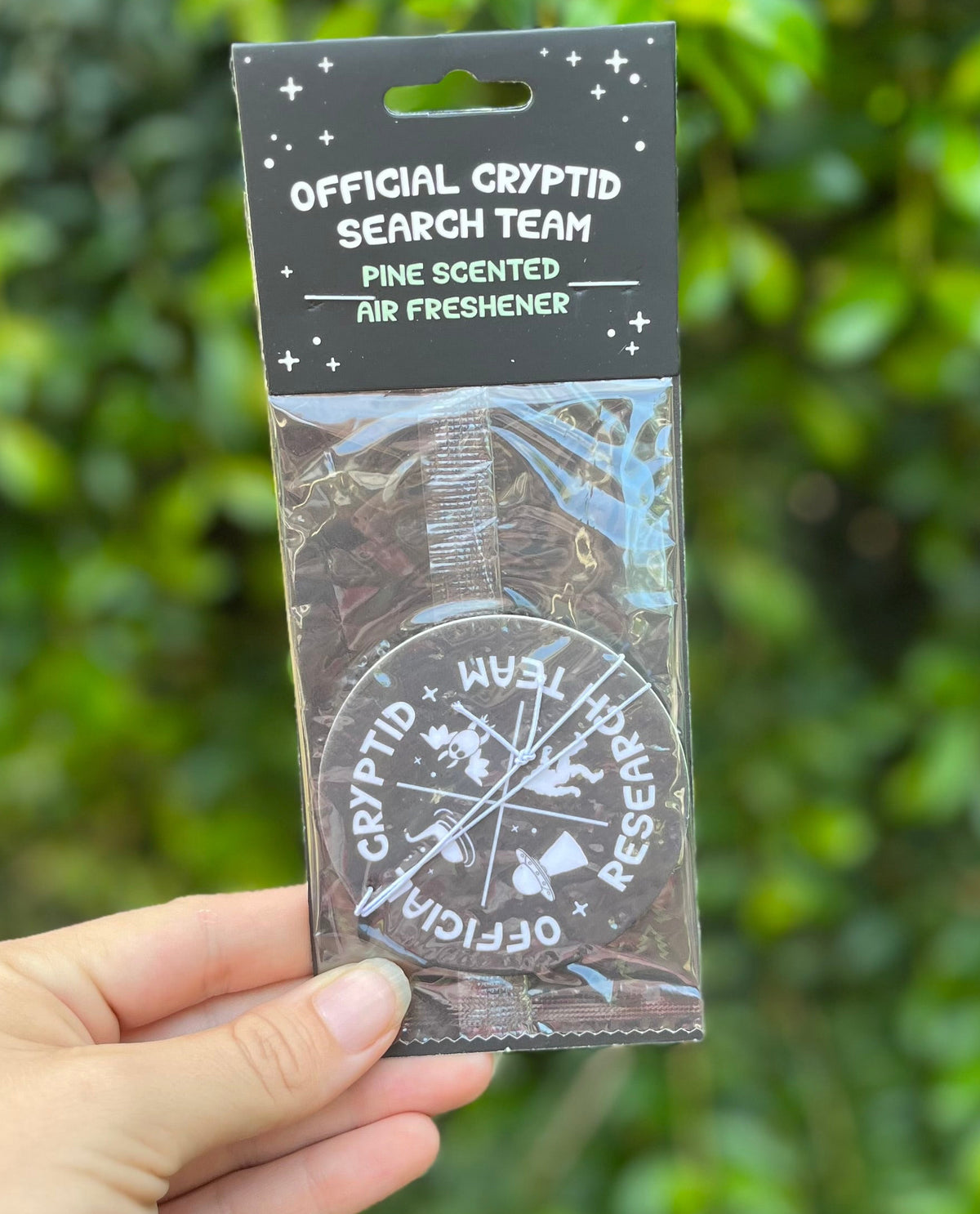 Offical Cryptid Research team pine scented air freshener