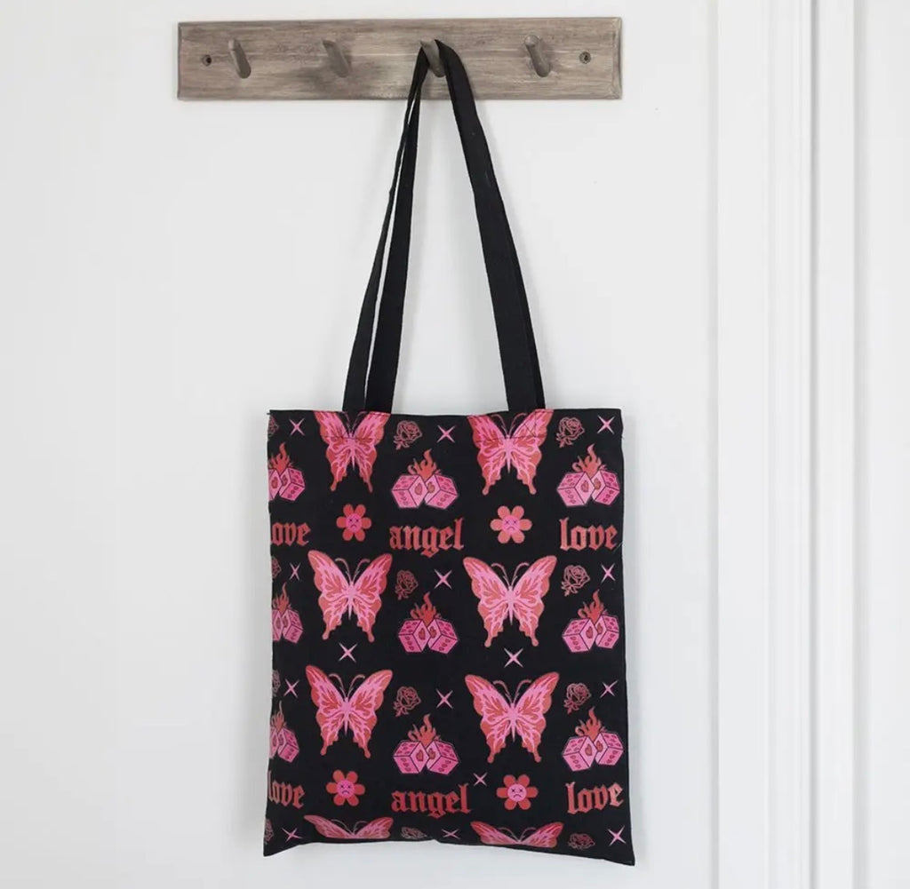 Flaming Butterfly Print Tote Bag