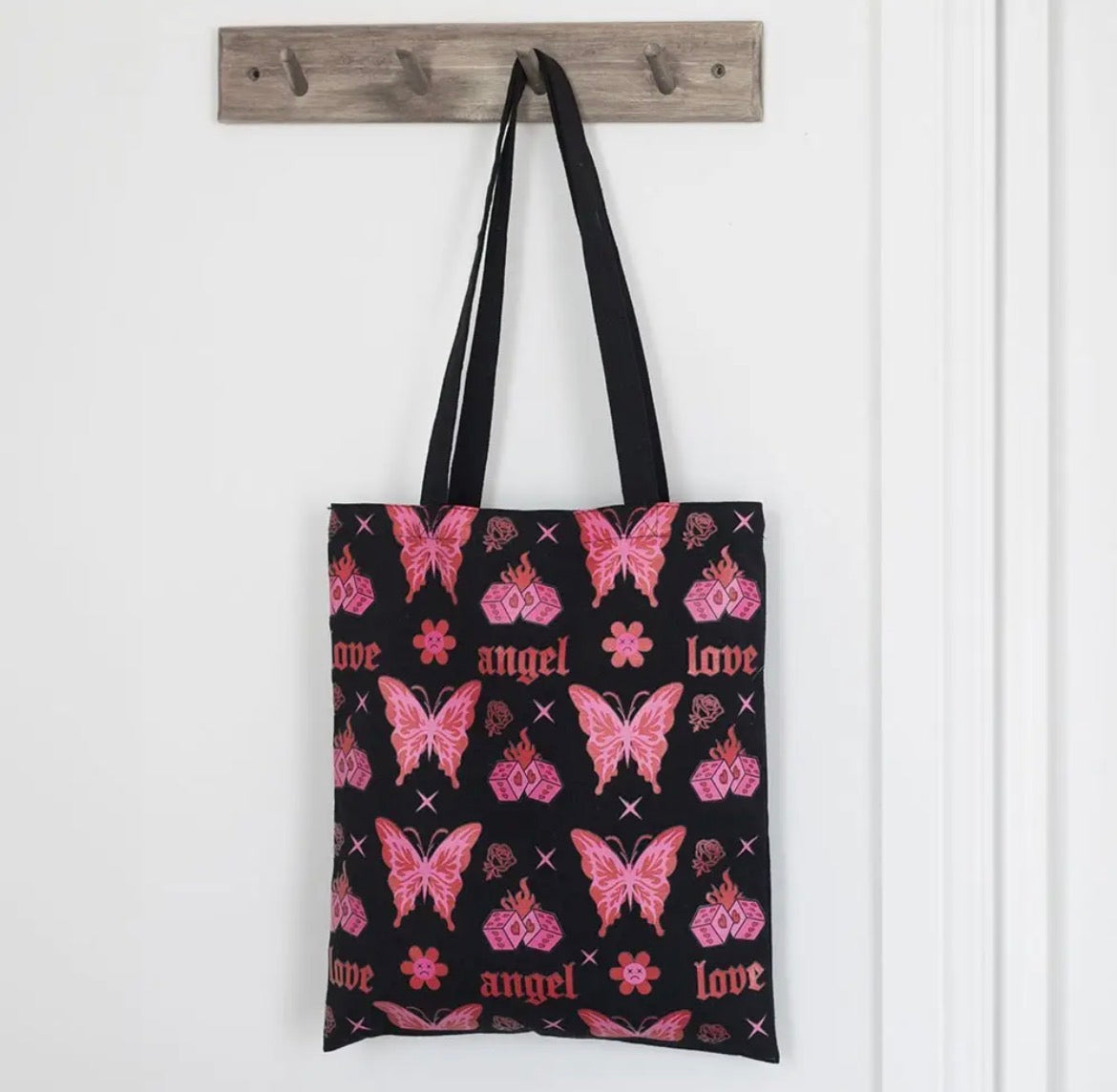 Flaming Butterfly Print Tote Bag