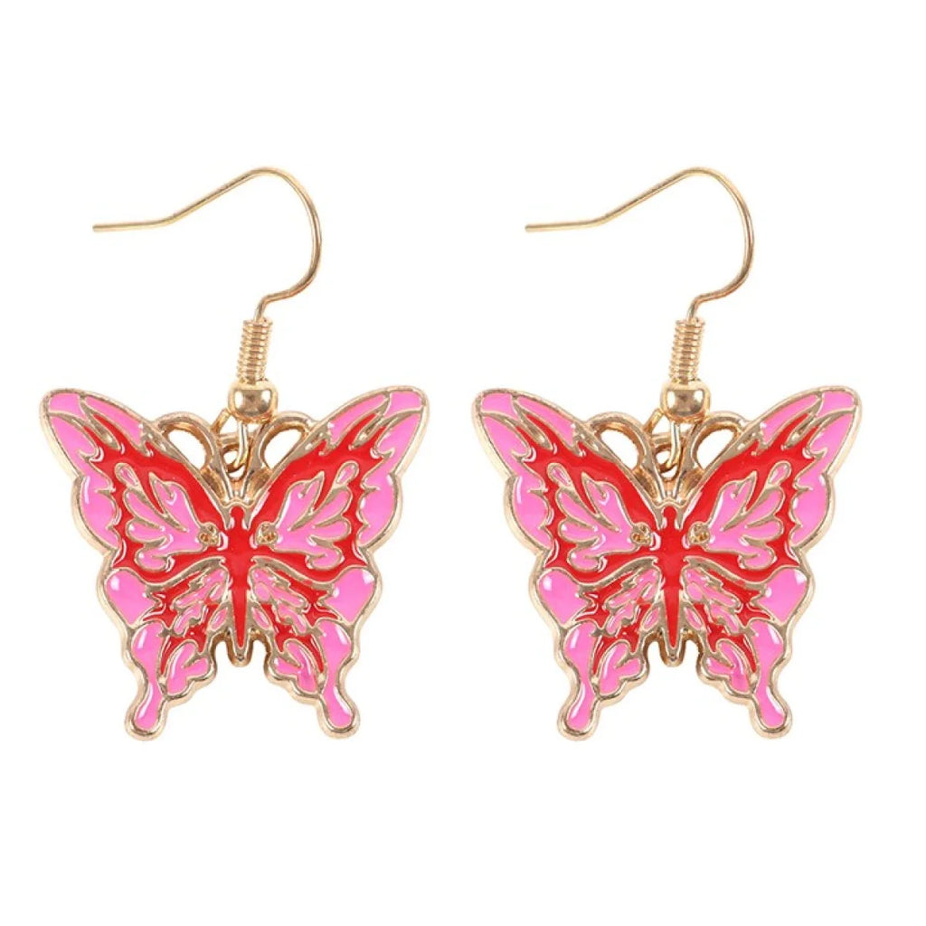 Flaming butterfly enamel earrings