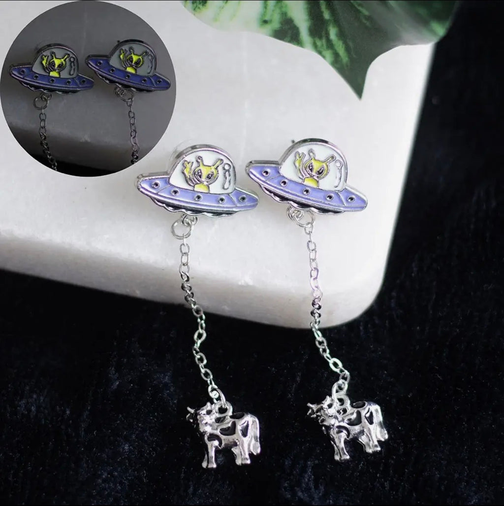 Alien Abduction Enamel glow-in-the-dark earrings