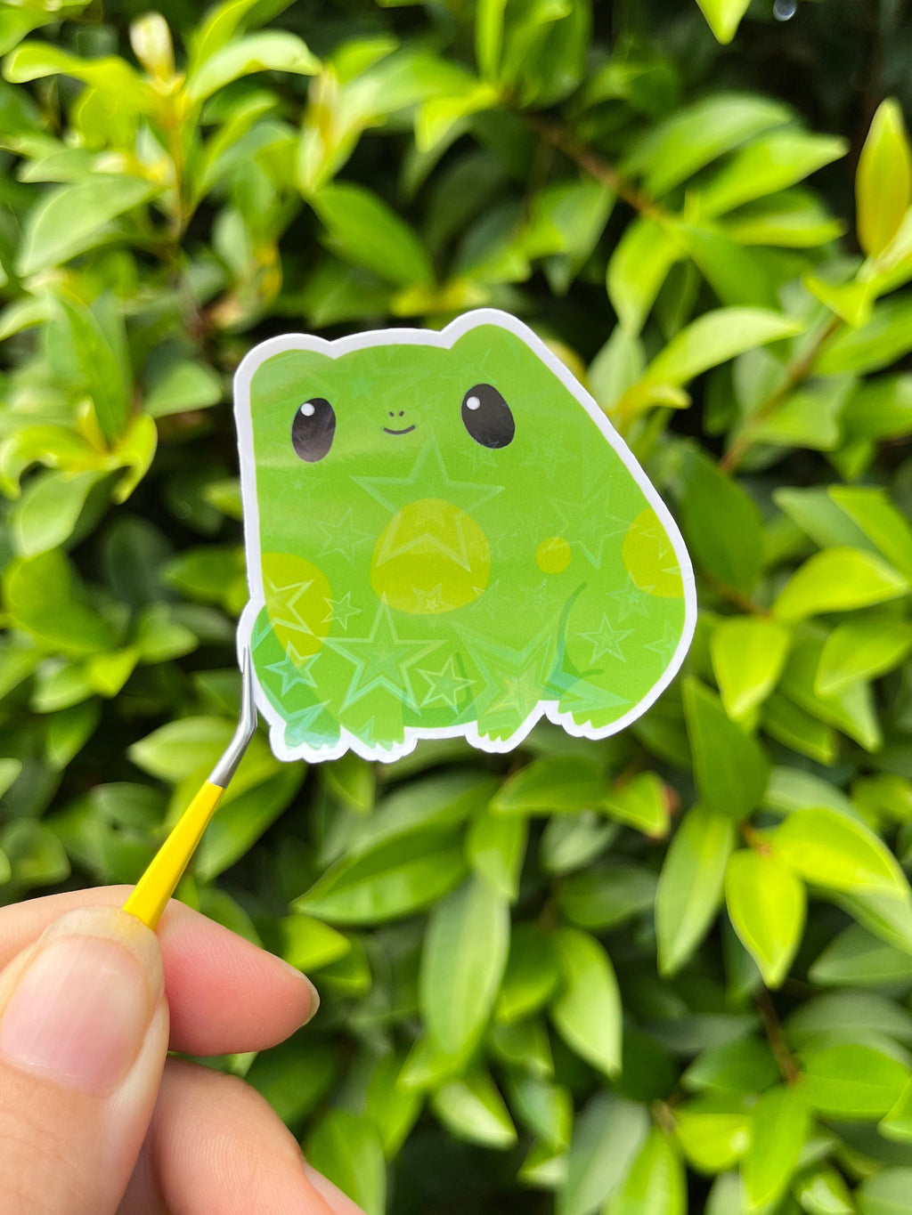Holographic Froggy die cut sticker