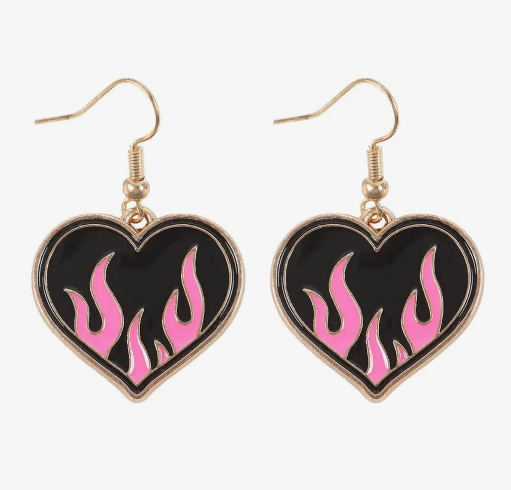 Burning Hearts enamel earrings