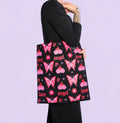Flaming Butterfly Print Tote Bag