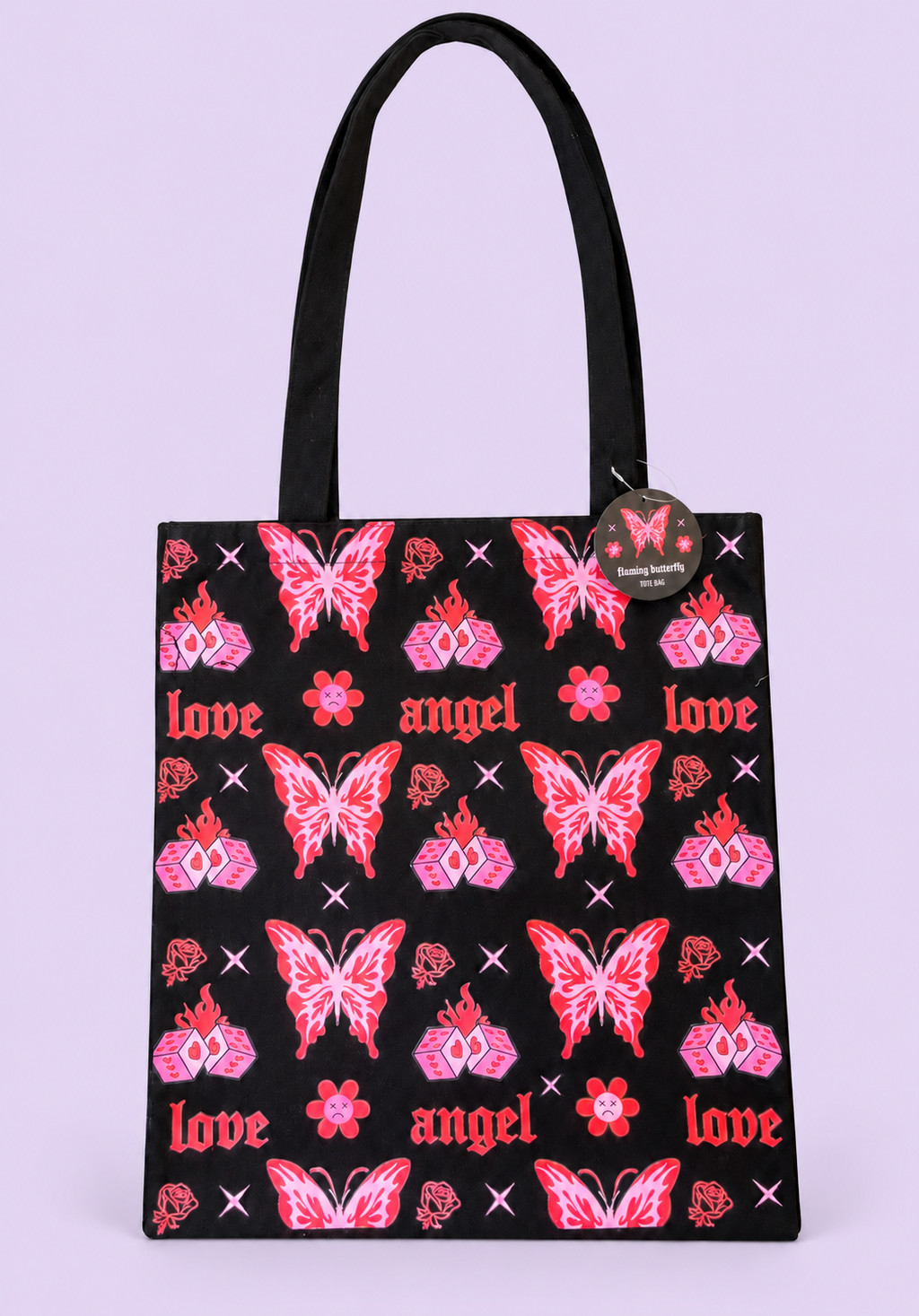 Flaming Butterfly Print Tote Bag