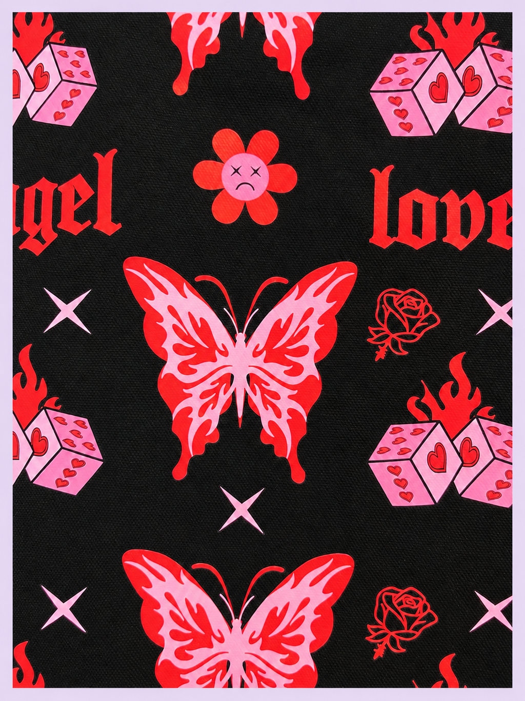 Flaming Butterfly Print Tote Bag