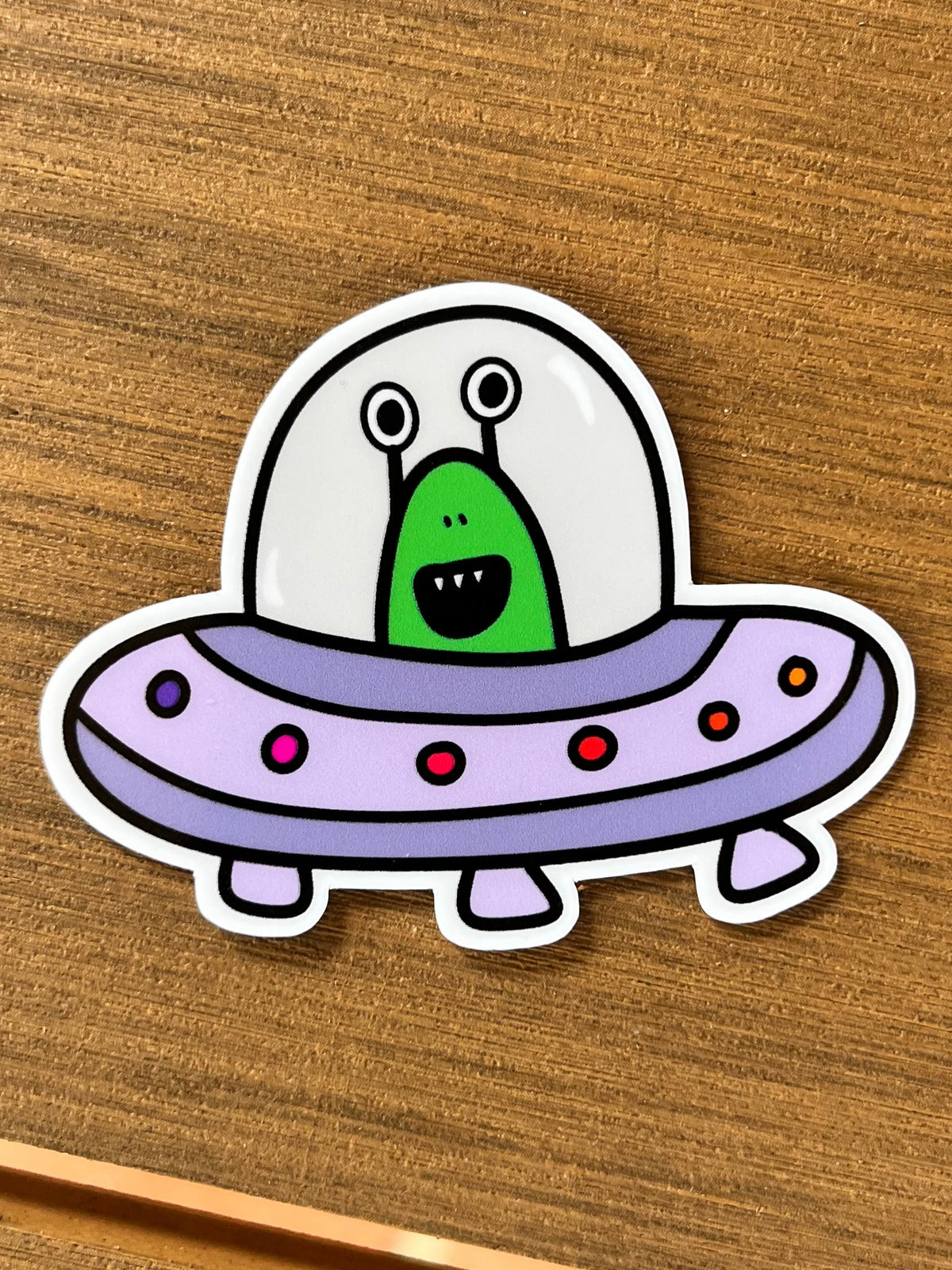 UFO alien die cut sticker