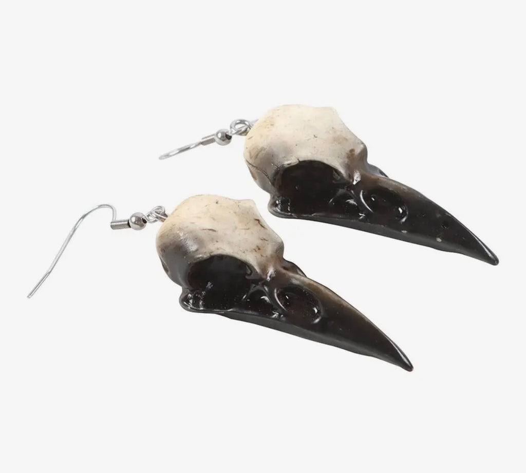Resin Crow Skull Earrings