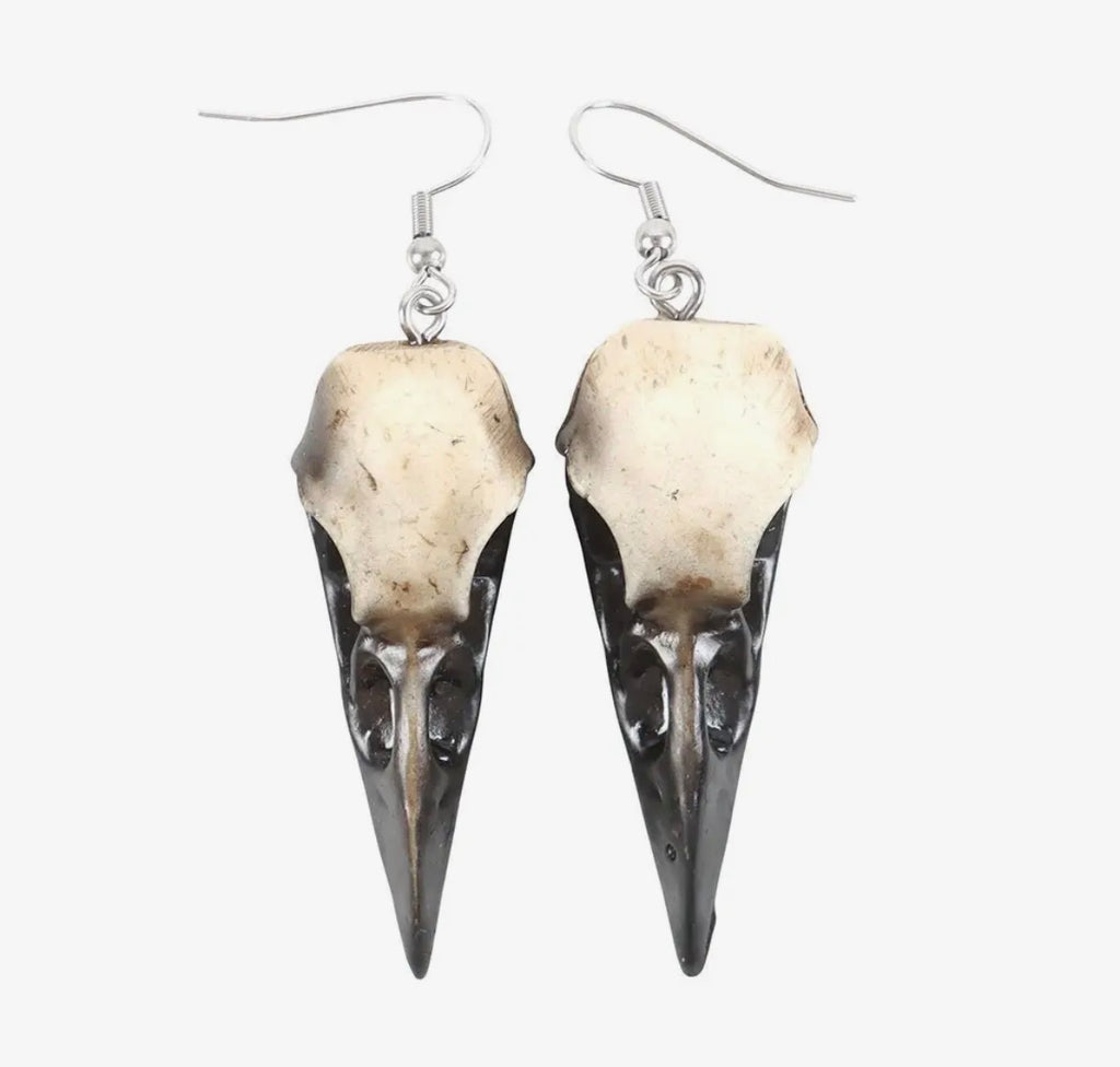 Resin Crow Skull Earrings