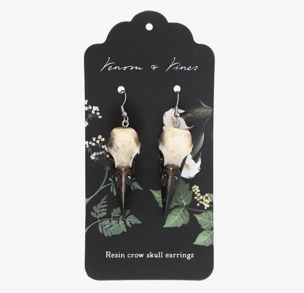 Resin Crow Skull Earrings