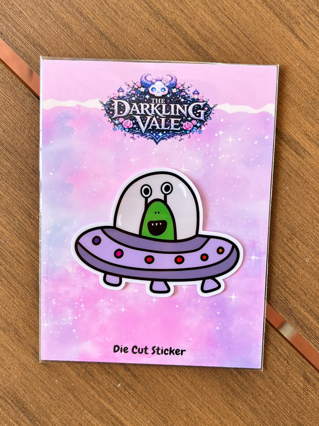 UFO alien die cut sticker