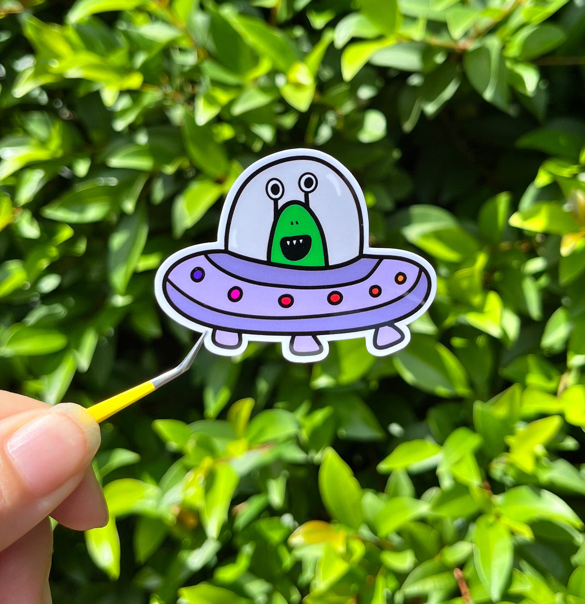 UFO alien die cut sticker